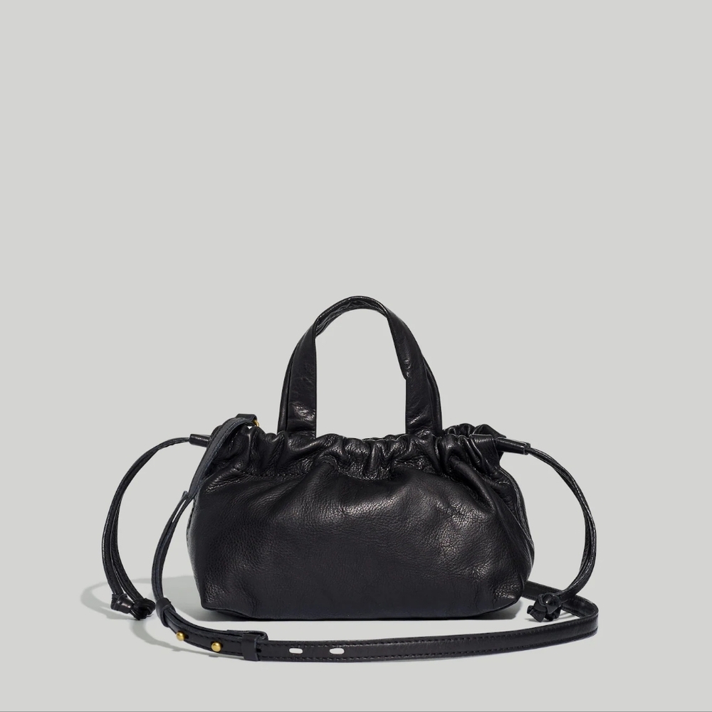 Madewell Mini Piazza Crossbody Bag in Black Leather